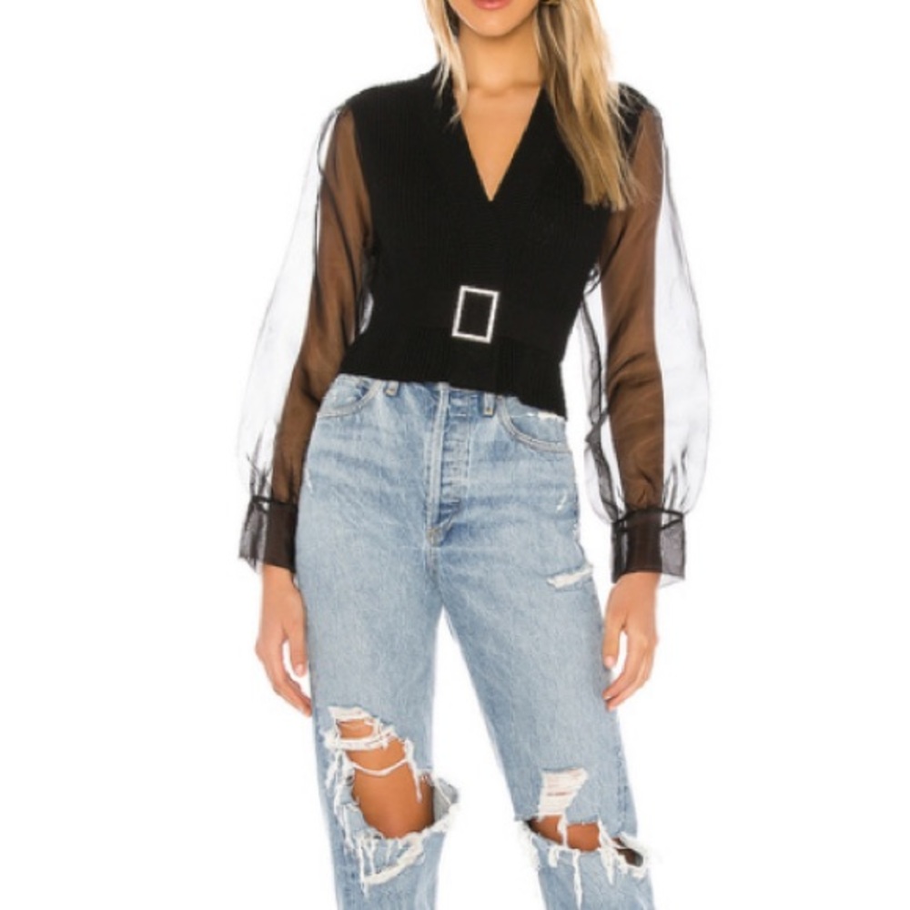 NBD the bowery black bow cardigan